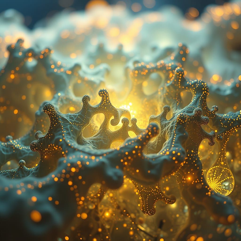 Bioluminescent AI Organism in Refik Anadol Style