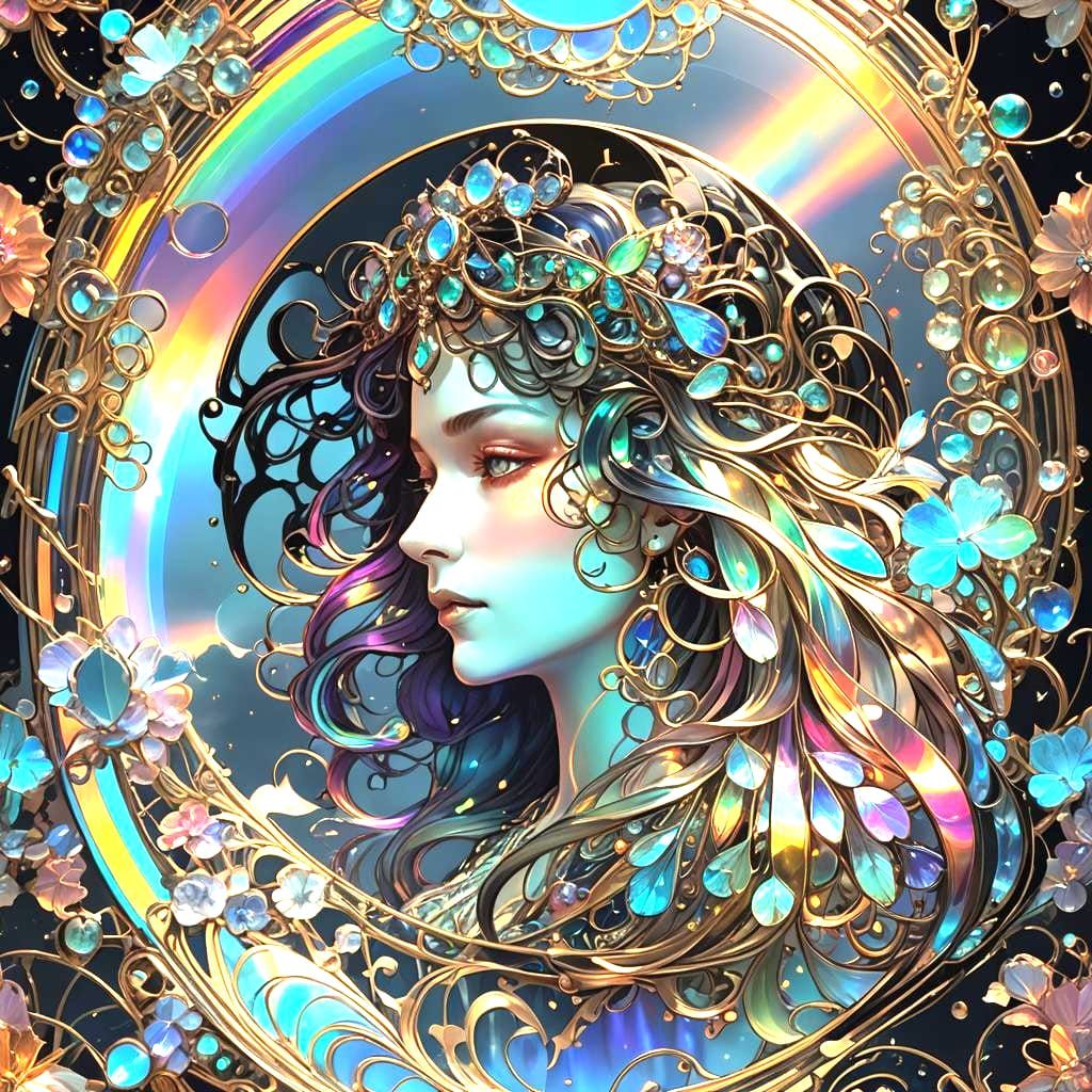 Iridescent Sky Spell in Art Nouveau Style