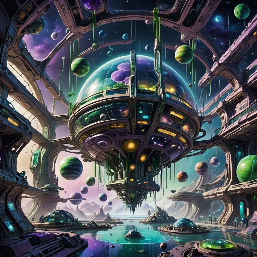 Extraterrestrial Space Hospital Concept Art in Sci-Fi Style
