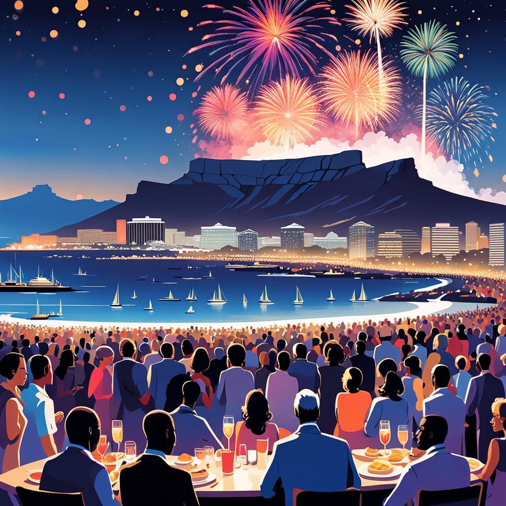 Vibrant New Year's Eve Celebration Over Table Mountain