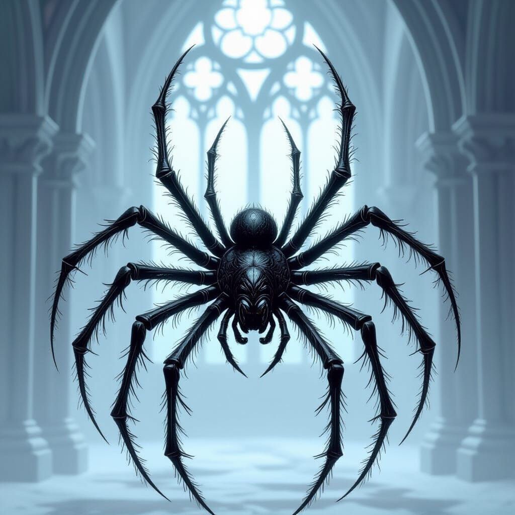 Gothic Spider Queen in Dark Cathedral