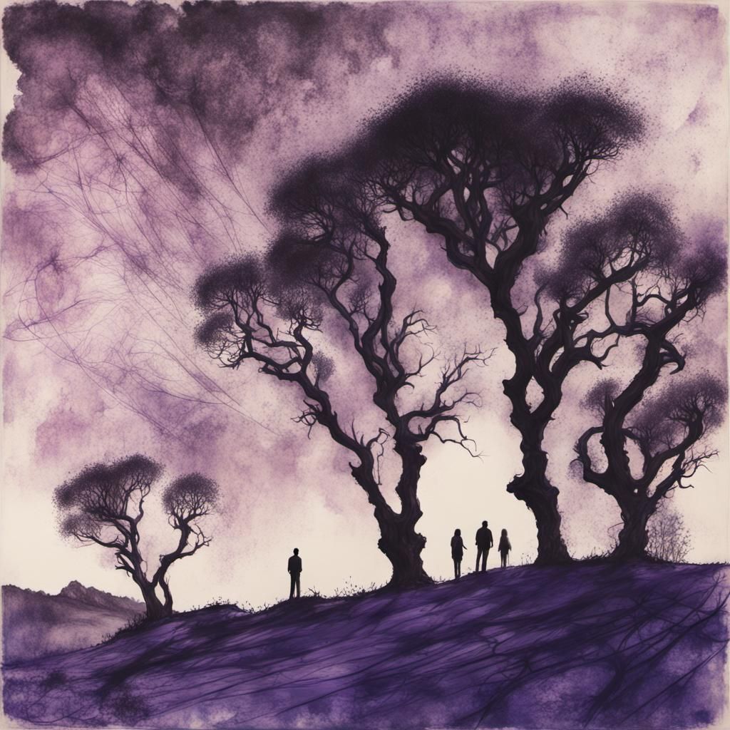 Santa Monica Mountains Sunrise in Cyanotype Style