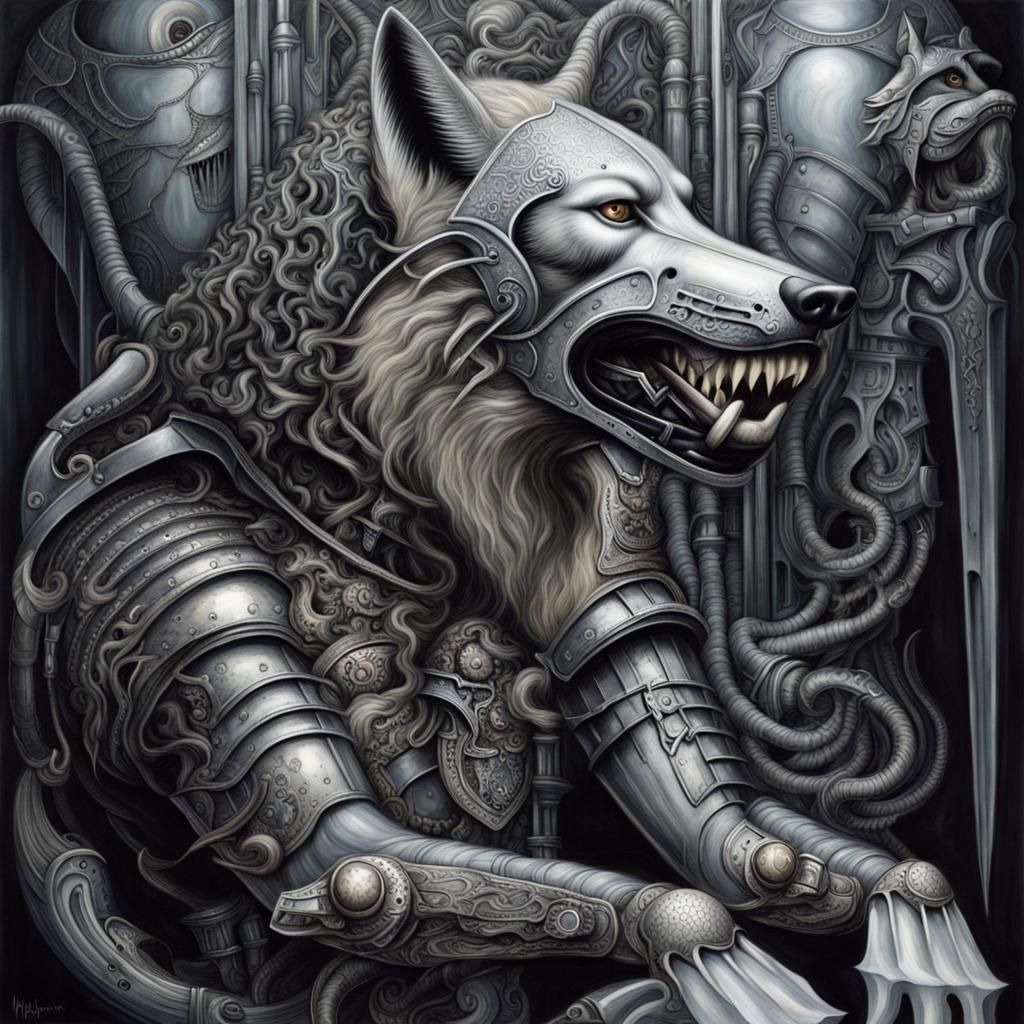 Armored Wolf: Surreal Art by Giger