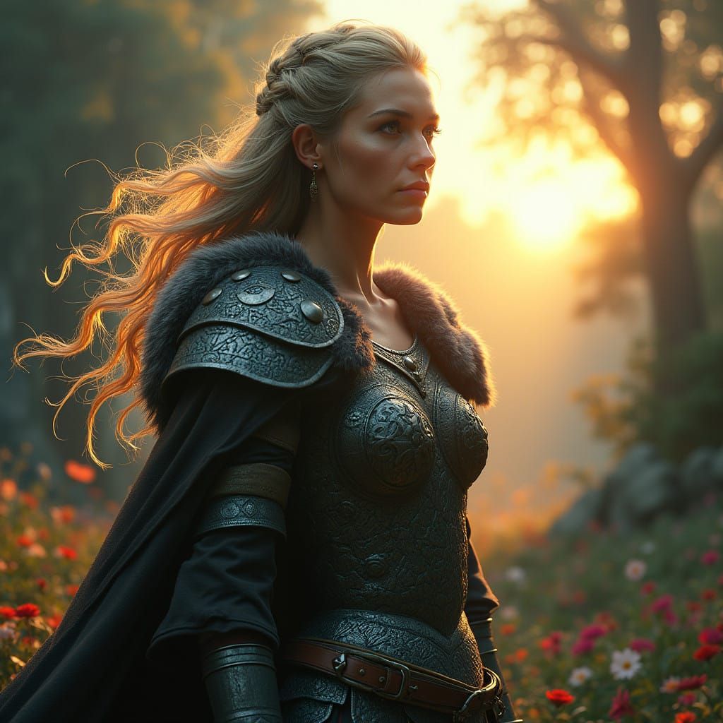 Regal Female Viking Warrior in Epic Fantasy Setting