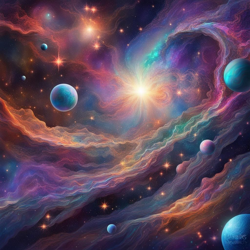 Holographic Space Galaxy in Astral Cosmic Illustration