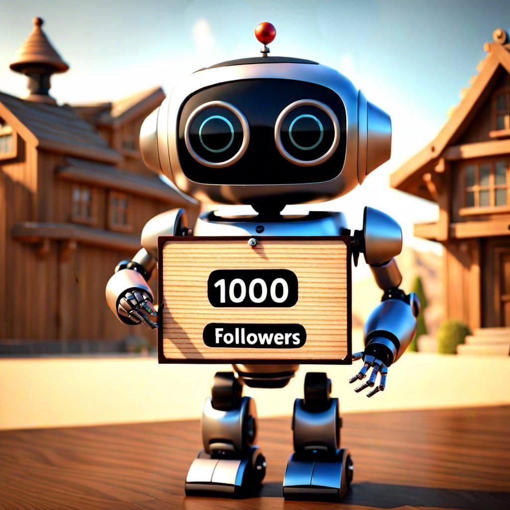 Cute Robot Celebrates 1000 Followers in Pixar Style