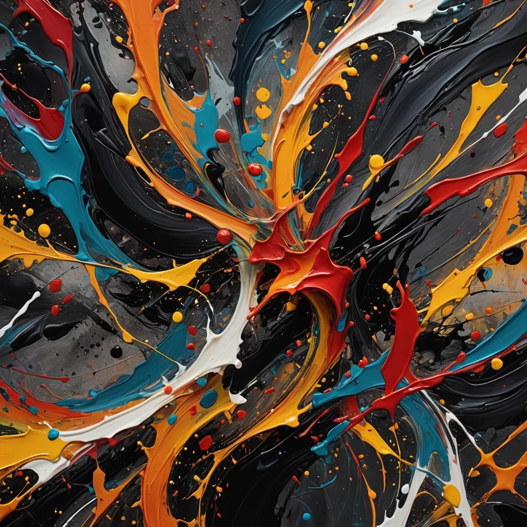 Dynamic Abstract Expressionism in Vibrant Colors