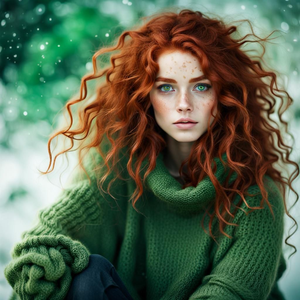 Ethereal Beauty: Girl with Red Hair and Freckles