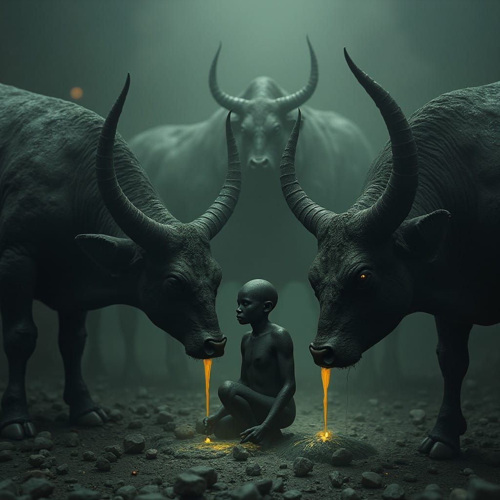 Surreal Cows Dominate Humans in Biomechanical Dreamscapes