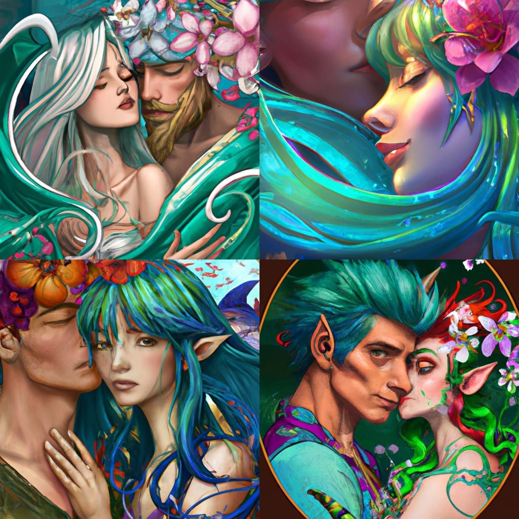 Enchanting Elf and Merman Wedding Portrait