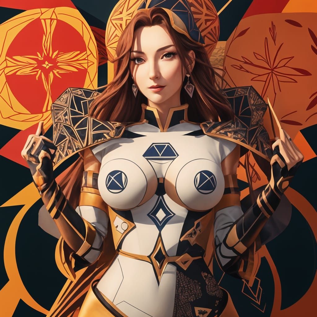 Anime-Inspired Geometric Emblem with Elegant Design