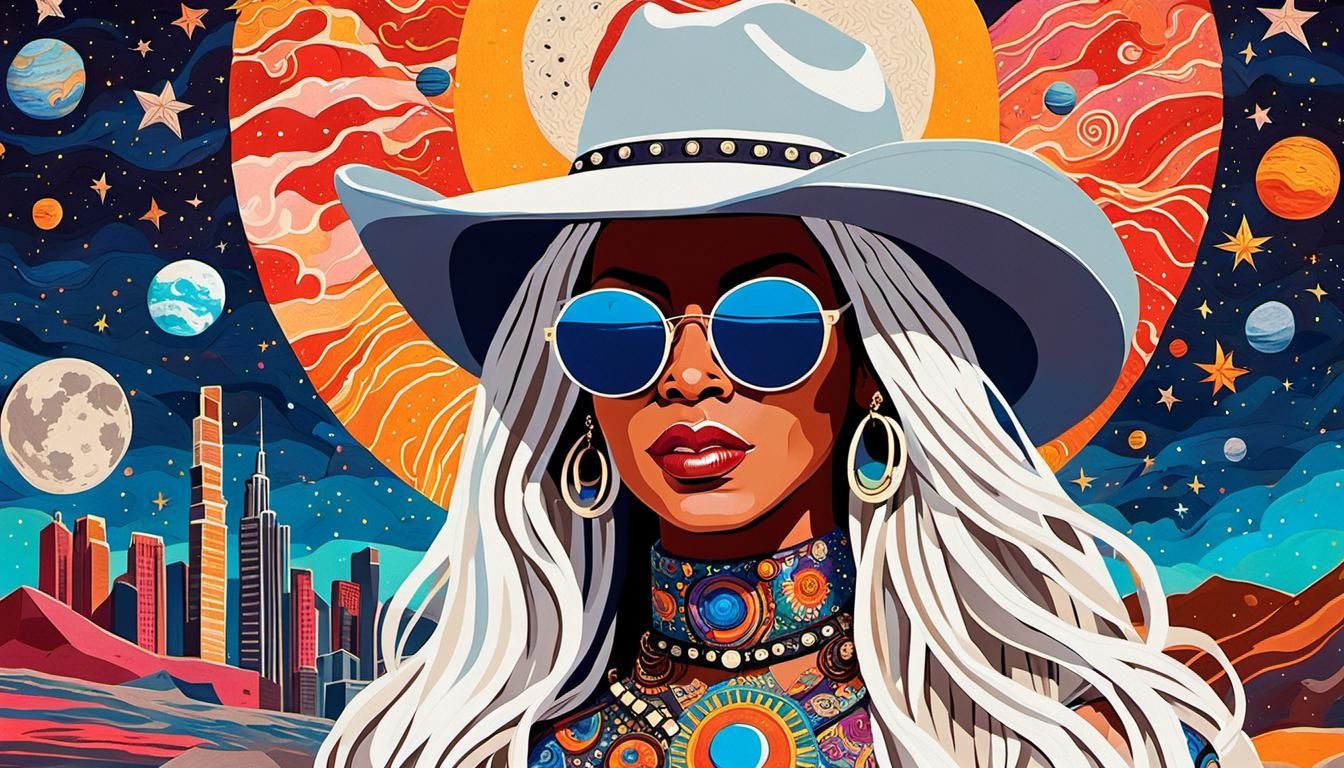 Beyonce in Dystopian Cosmic Western Art