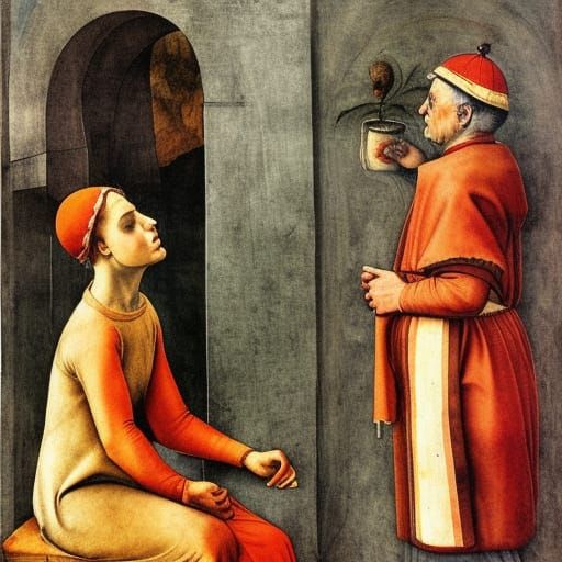 Surreal Cardinal with Honey and Mushrooms