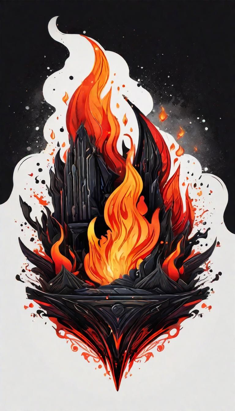 Fiery Magical T-Shirt Design in Dark Goth Style