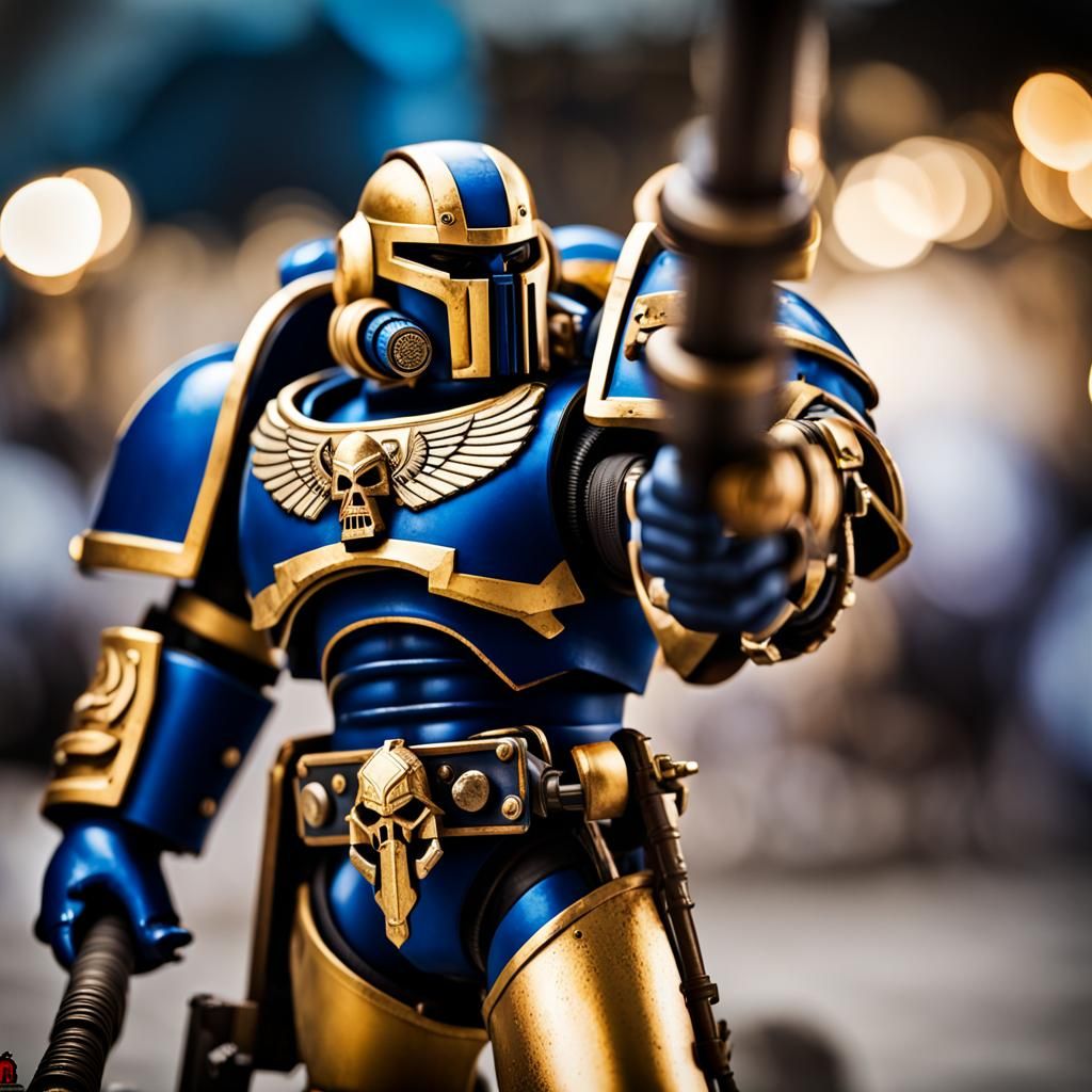 Warhammer 40K Space Marine with Mancer Polearm