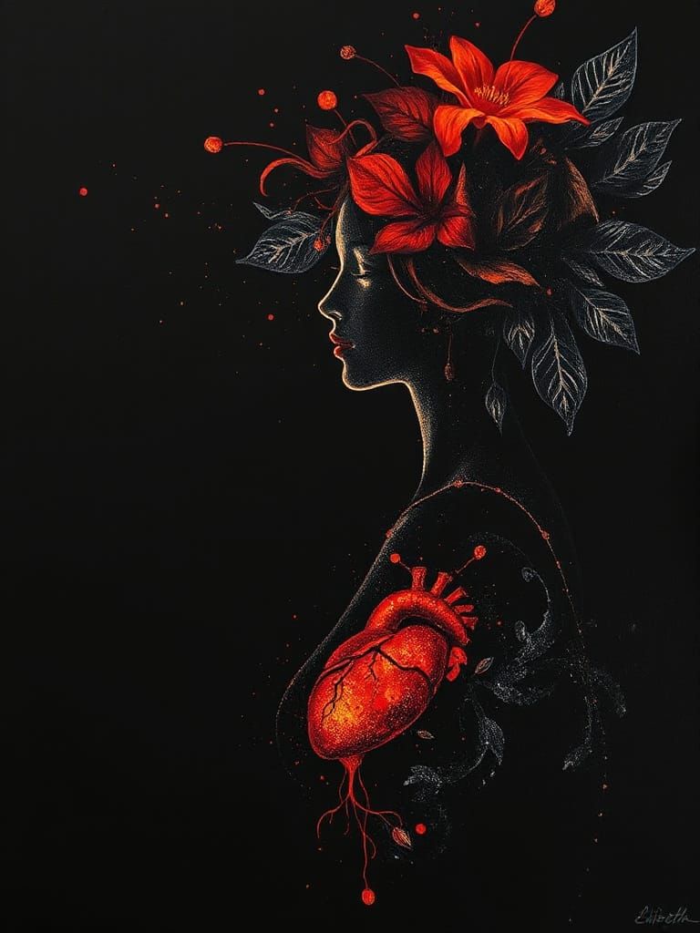 Ethereal Ophelia in Dark Romantic Style