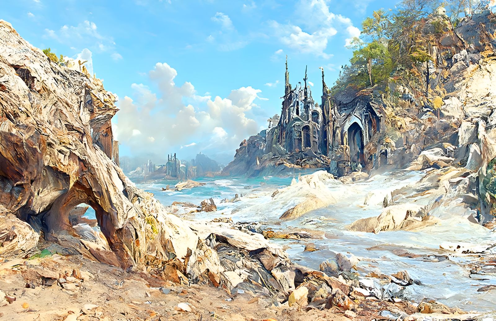 Gothic Cathedral Hewn from Granite Mountainside