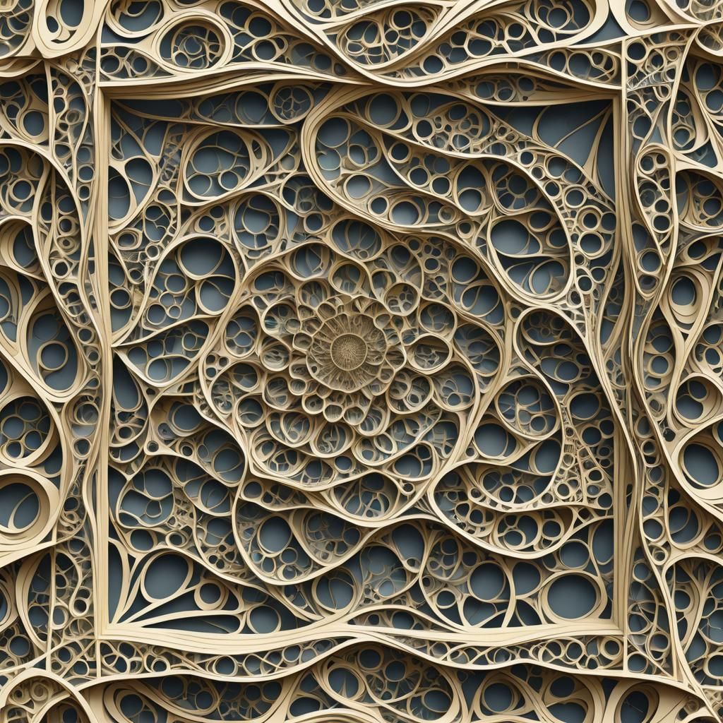 Abstract Fractal Square Frame in 3D Shading