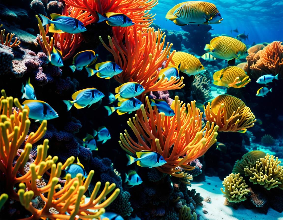 Vibrant Coral Reef Teeming with Marine Life