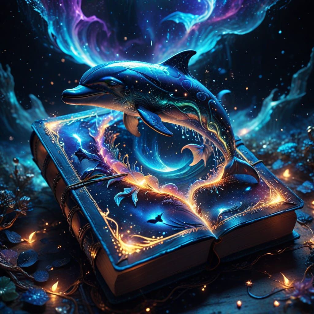 Surreal Cosmic Dolphin in Dreamlike Astral Landscape
