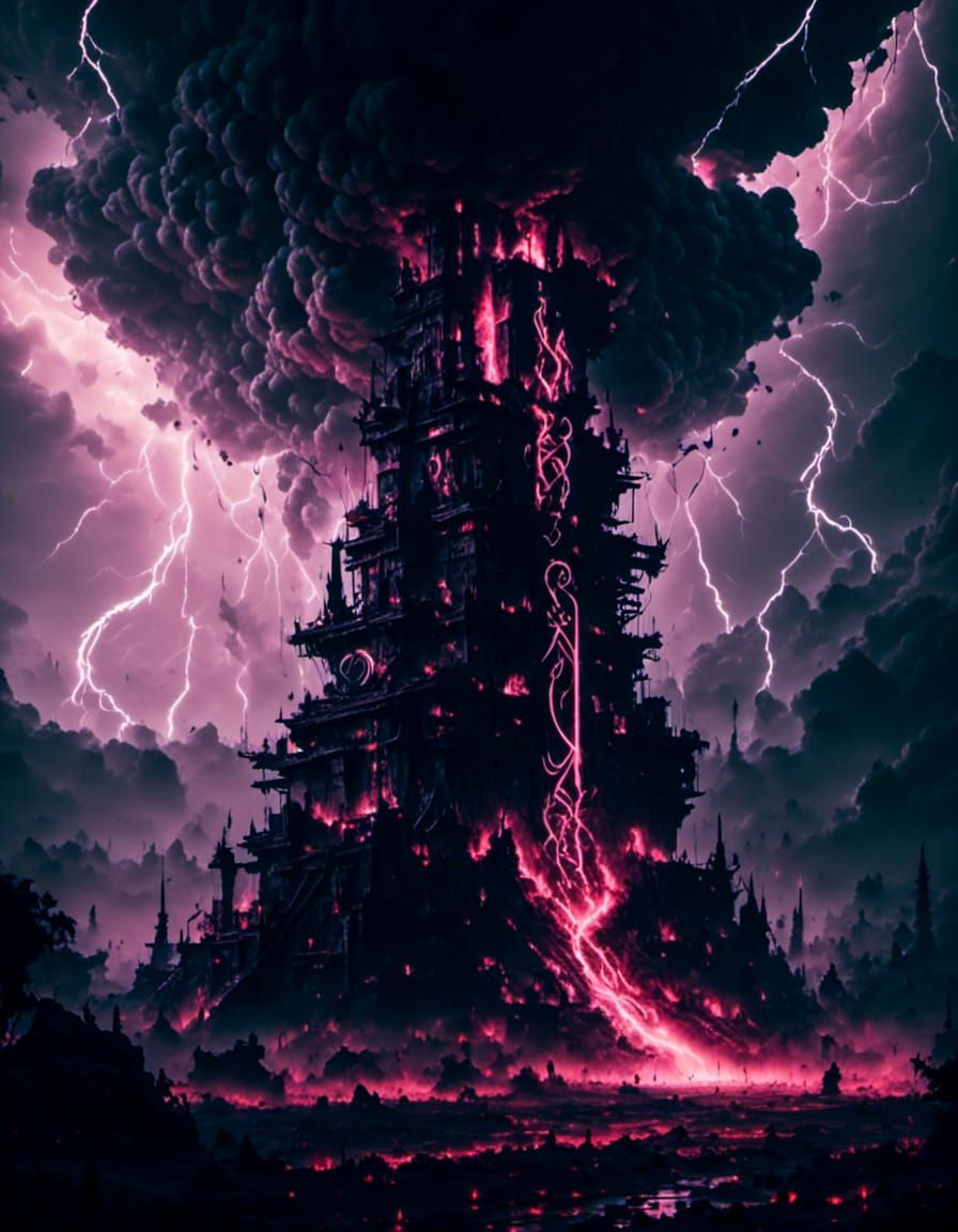 Electrical Lightning Silhouette with Glowing Runes