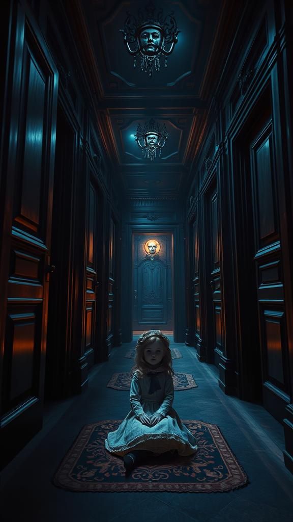 Ominous Victorian Interior with Staring Doll