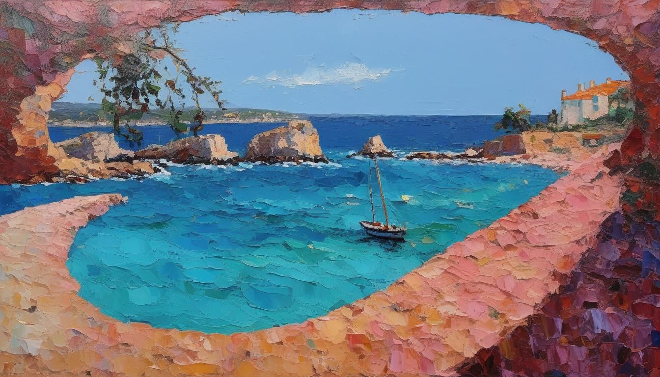 Théoule Sur Mer: Neo-Impressionist Oil Painting