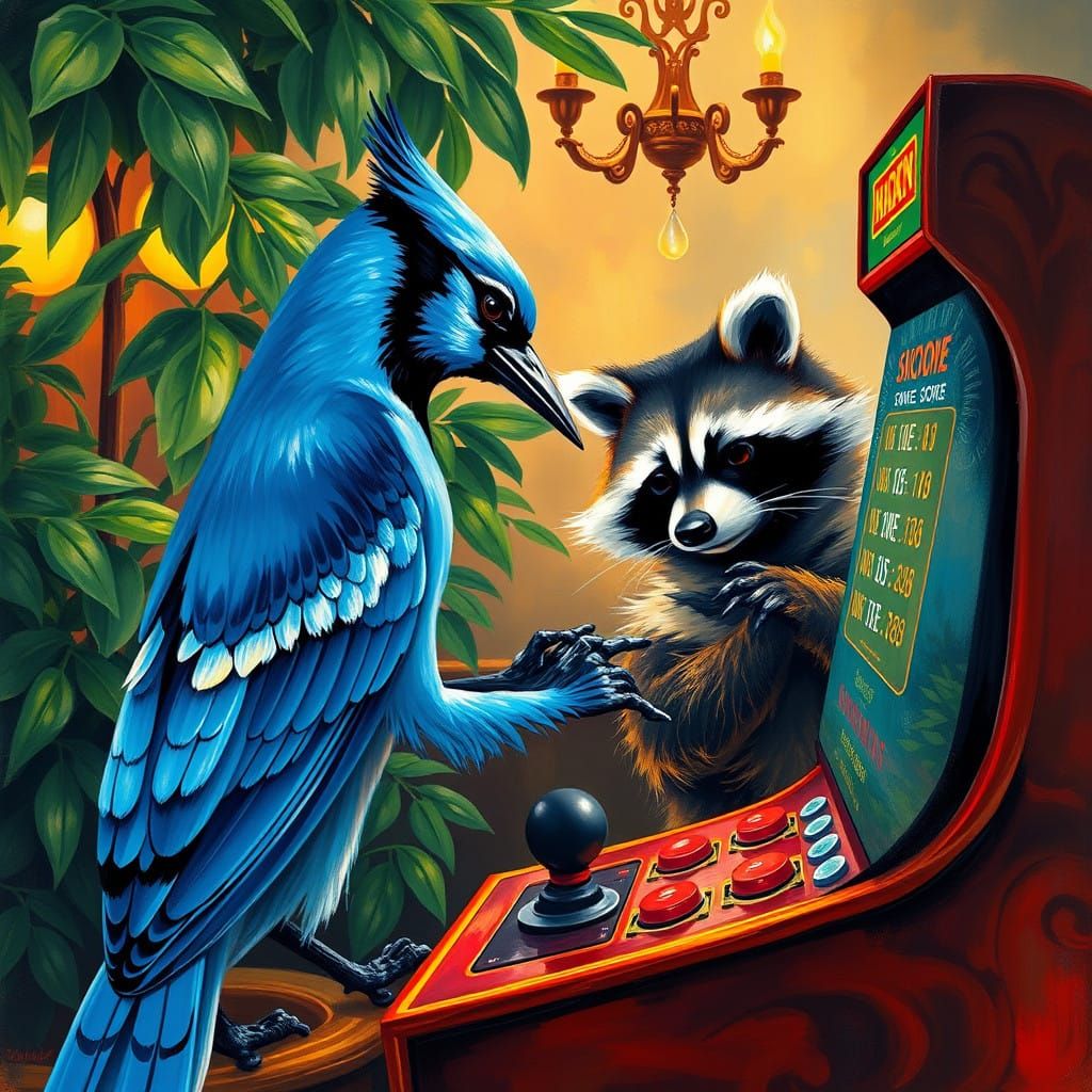 Retro Arcade Duo in Fauvist Splendor