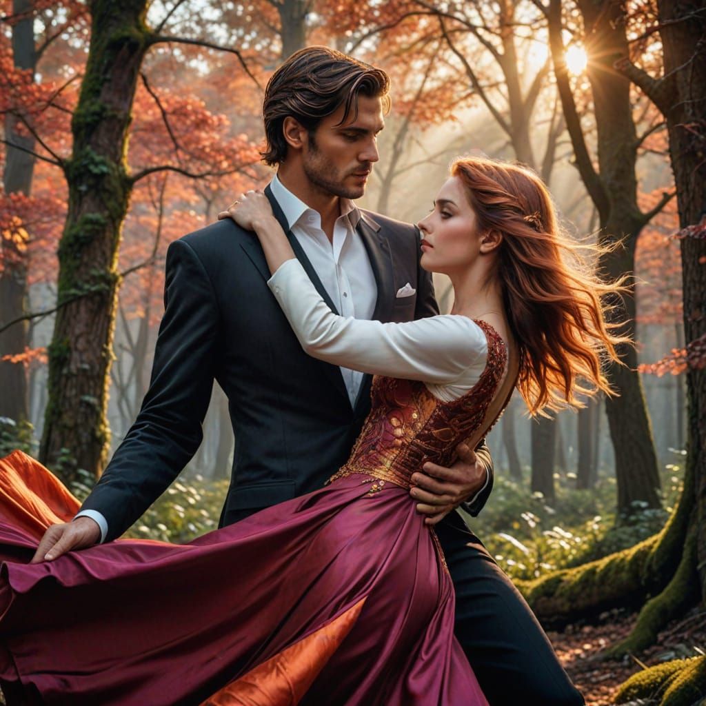 Romantic Dance at Dusk in Woodland Glade