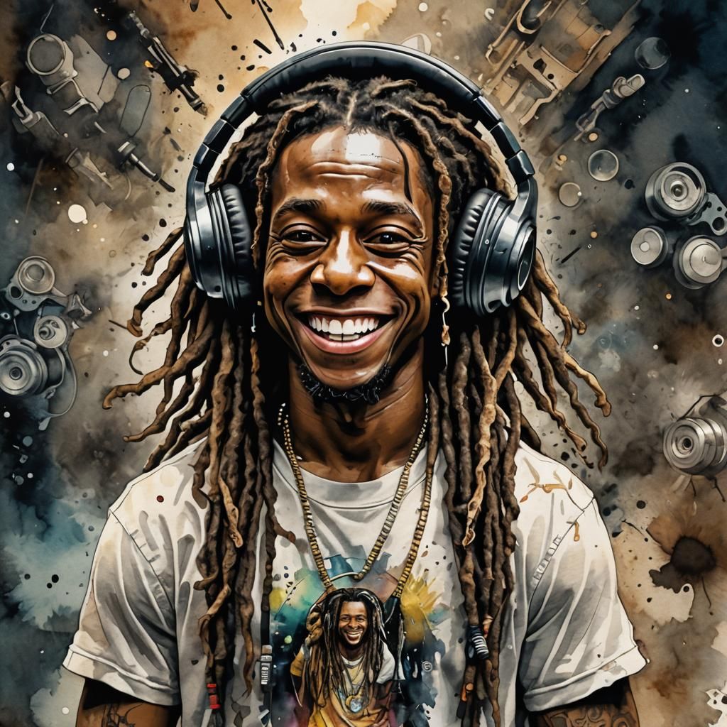 Smiling Man with Headphones in Fairytale Ambience