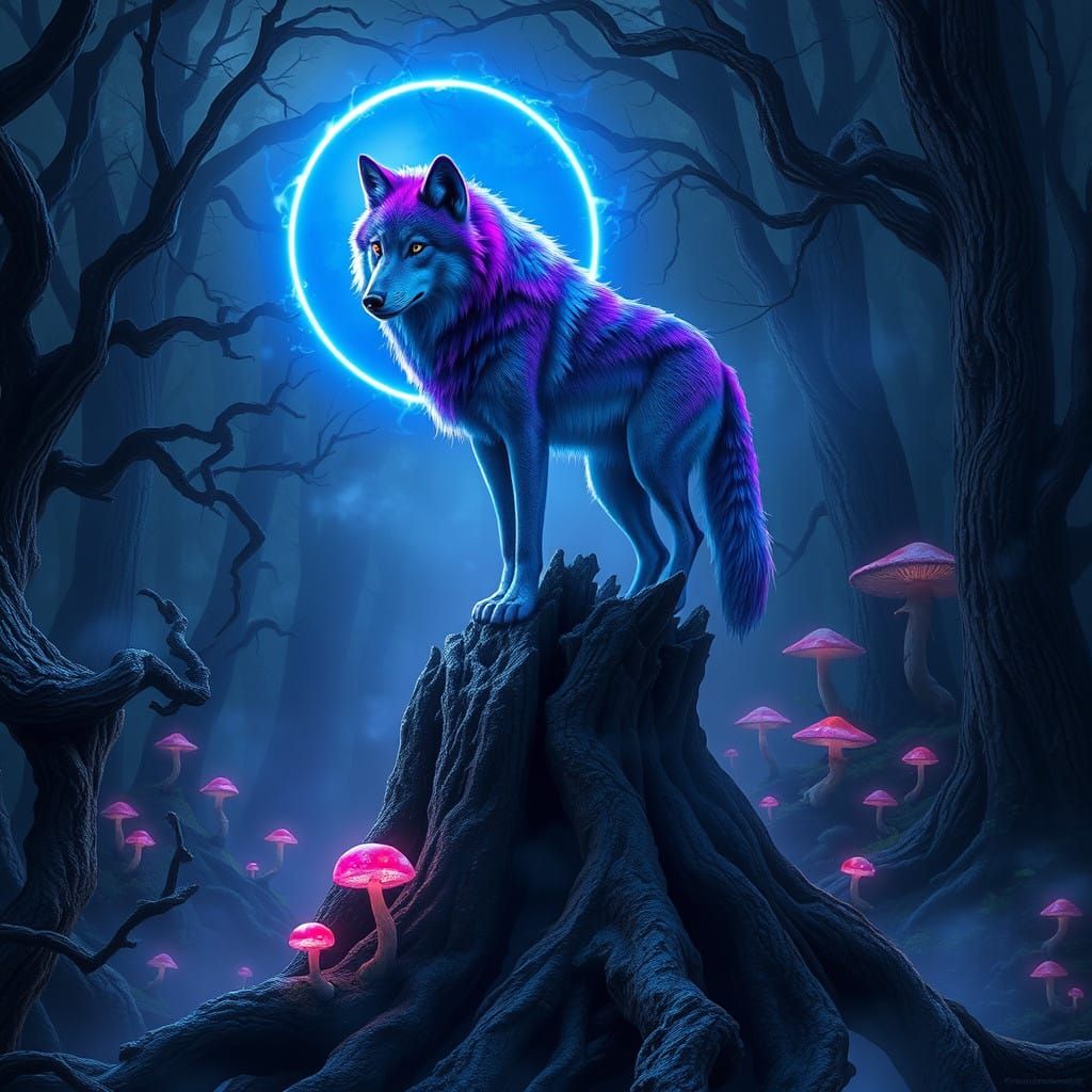 Surreal Sigma Transformation of an Emo Wolf in a Mystical Fo...