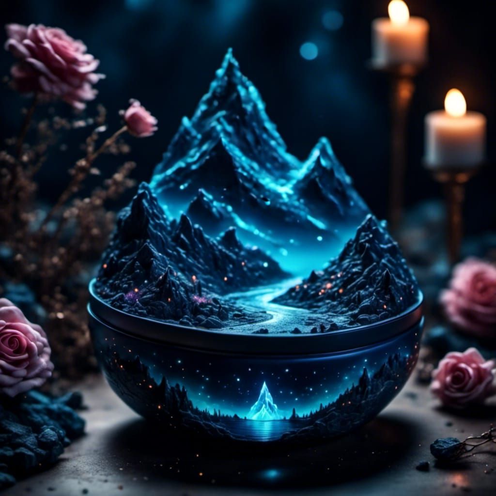 Wavy Navy Abstract with Sparkling Highlights