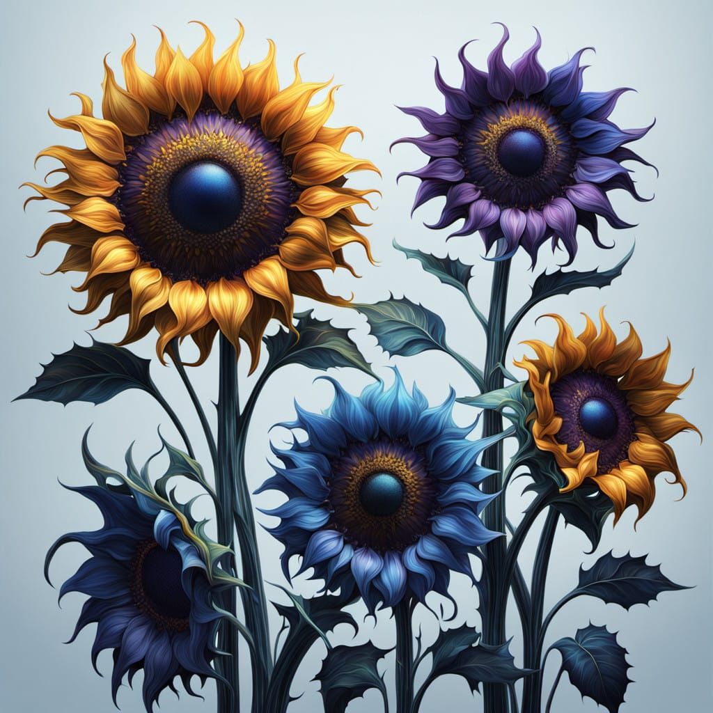 Ethereal Eldritch Sunflower with Twisted Porcelain Petals