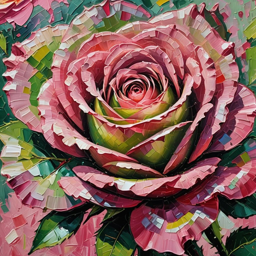 Expressionist Rose: Macro Oil Painting in Vibrant Colors