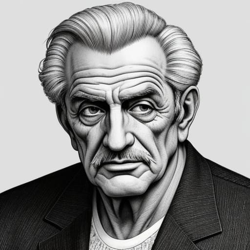 Italian Gentleman in B&W Line Art