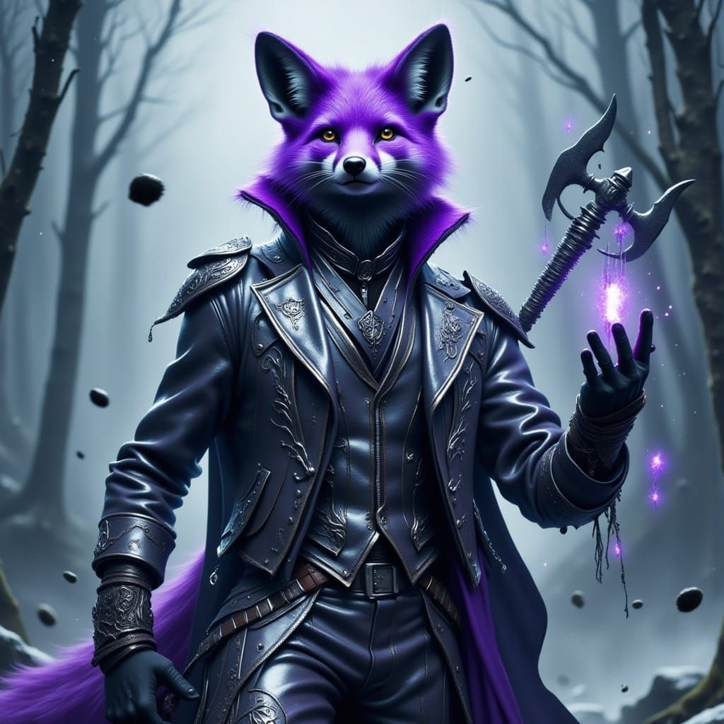 Elegant Arctic Fox in Futuristic Attire