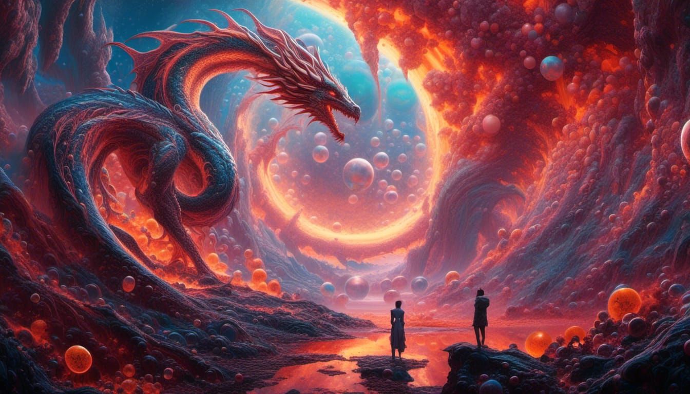 Dragon Guardian of Infinite Portal: Fantasy Art