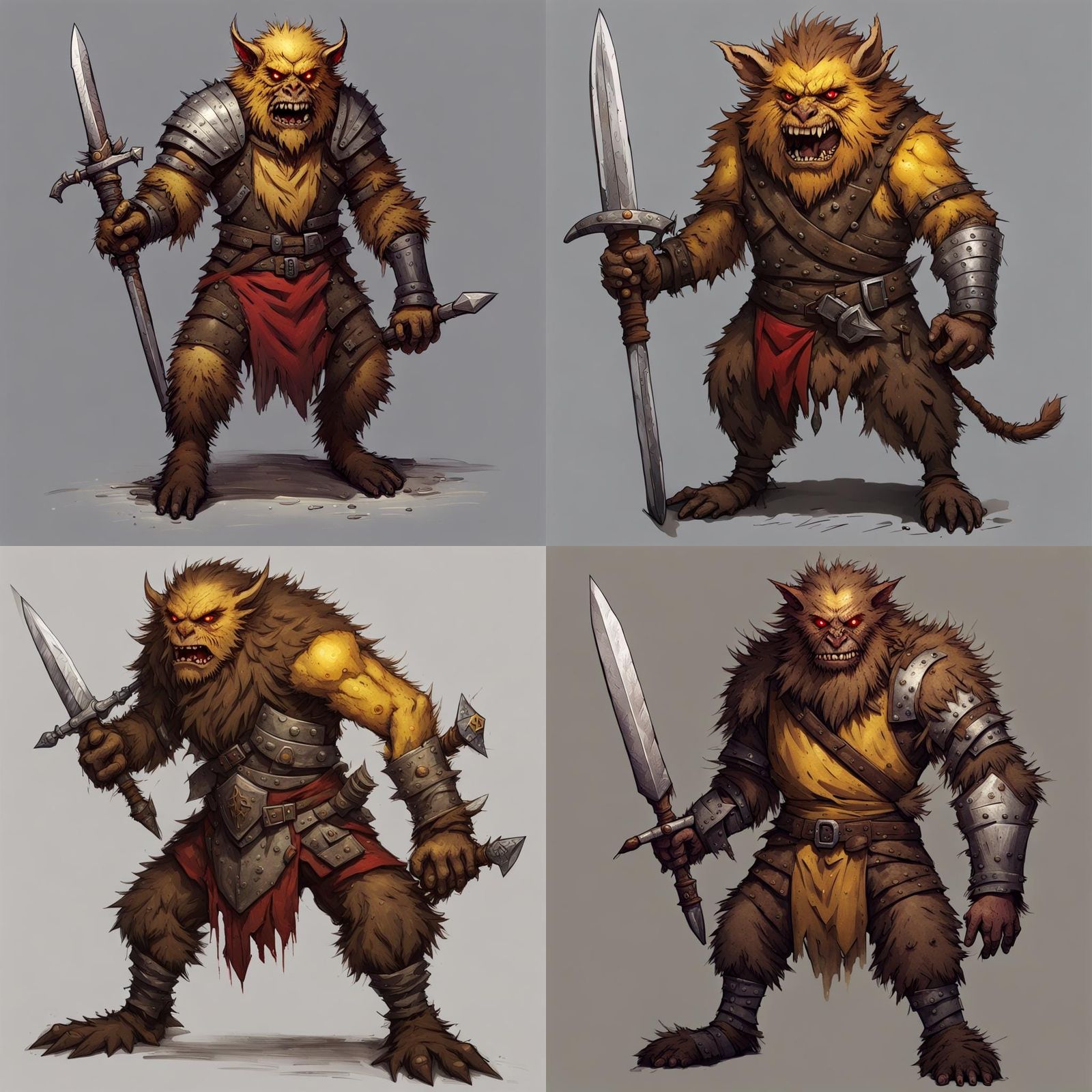 Fearsome Bugbear Rune Knight in Dark Fantasy Style
