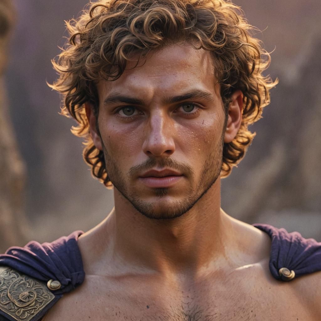 Greek Assassin Portrait with Golden Light, Fantasy Art