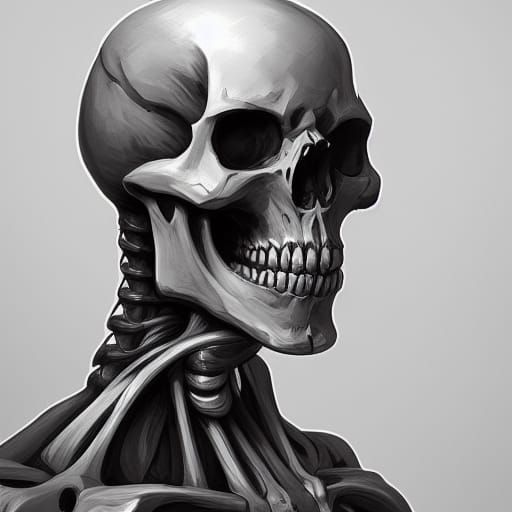 Detailed Skeleton Portrait in Art Nouveau Style