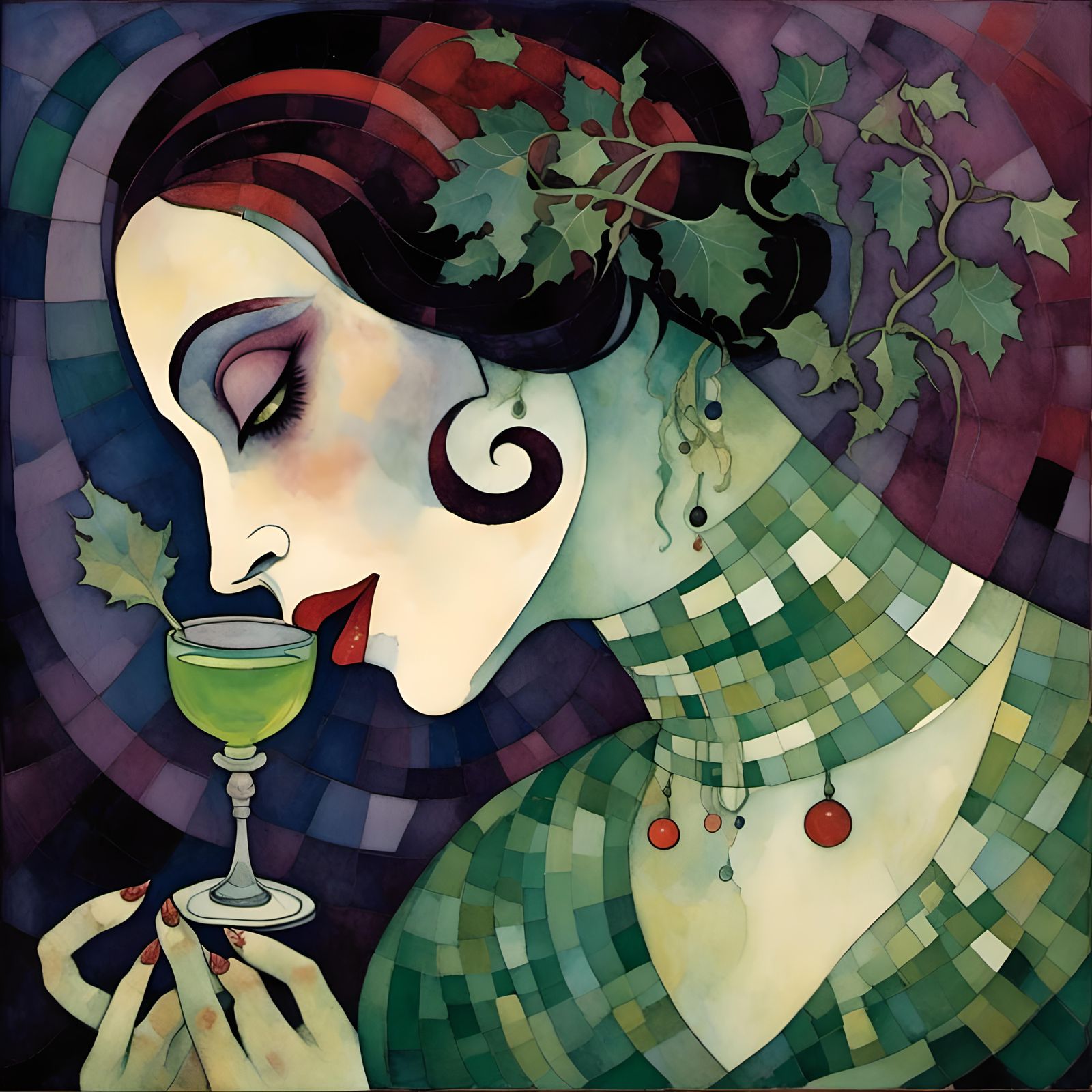 Gothic Vampire Woman with Absinthe