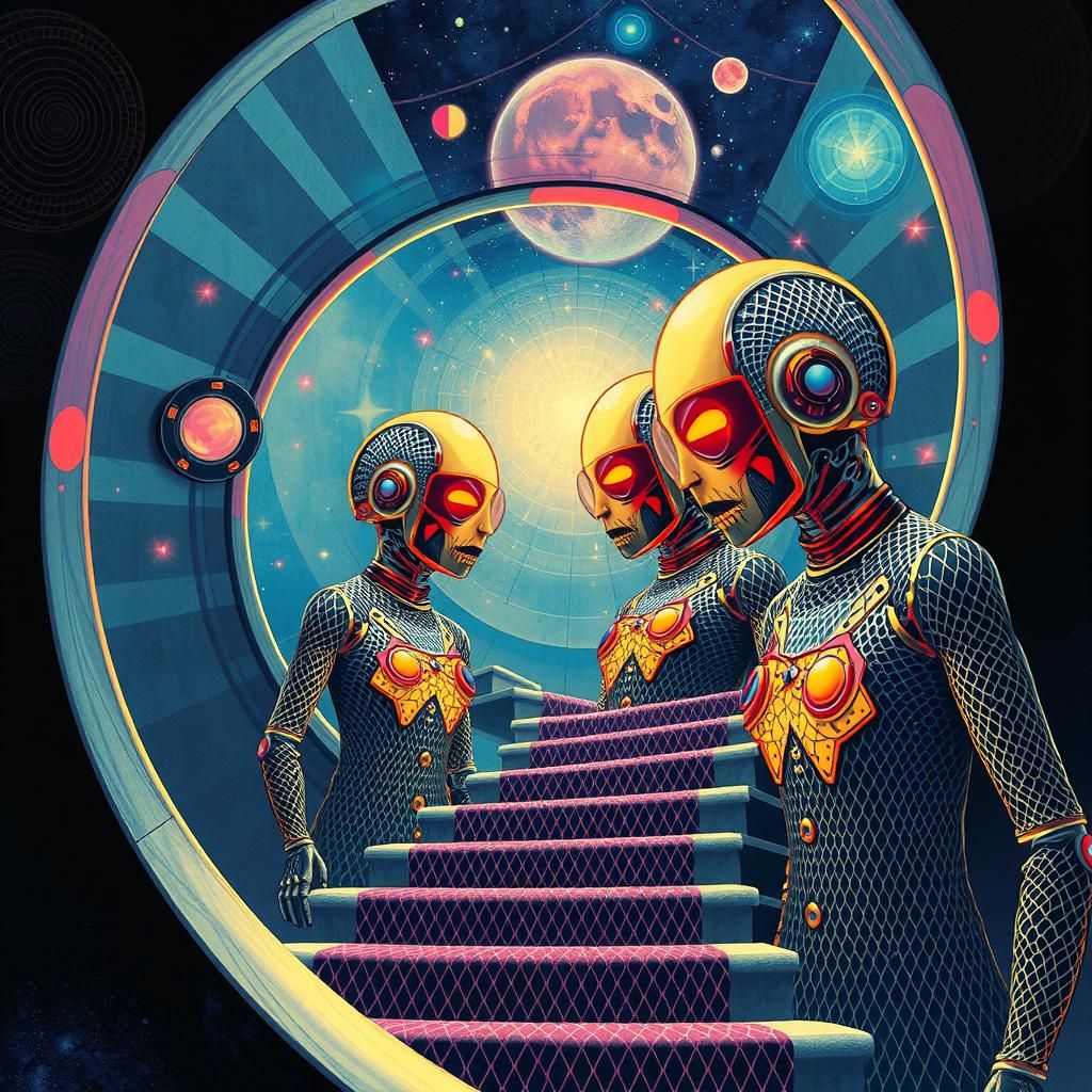 Art Deco Spiraling Staircase Into The 1950s Science Fiction ...