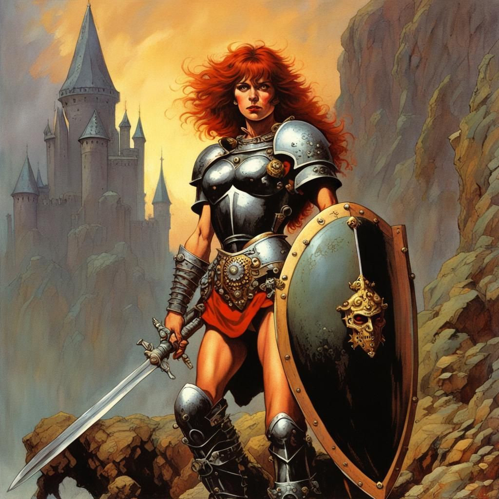 Muscular Knight with Shield in Dark Fantasy Style