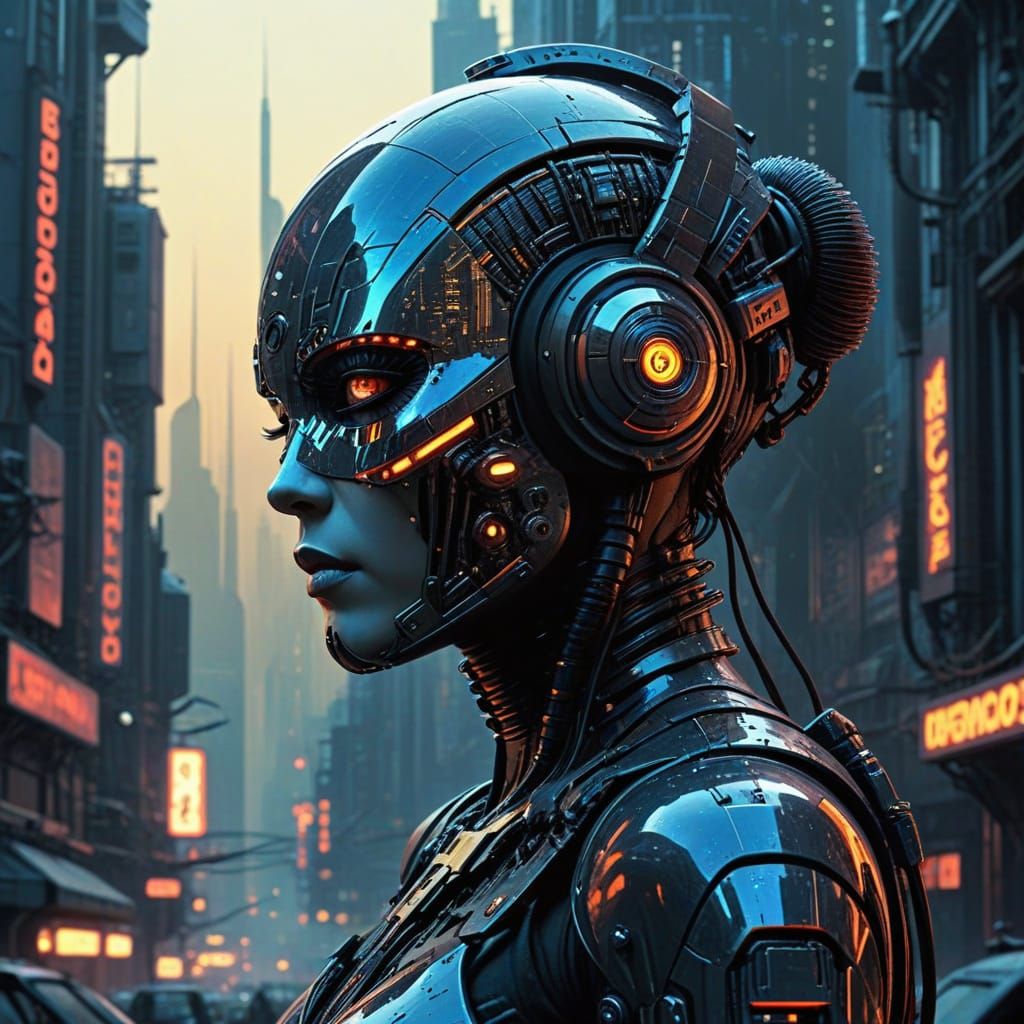 Cyberpunk Woman in Mega-City One: Druillet Style