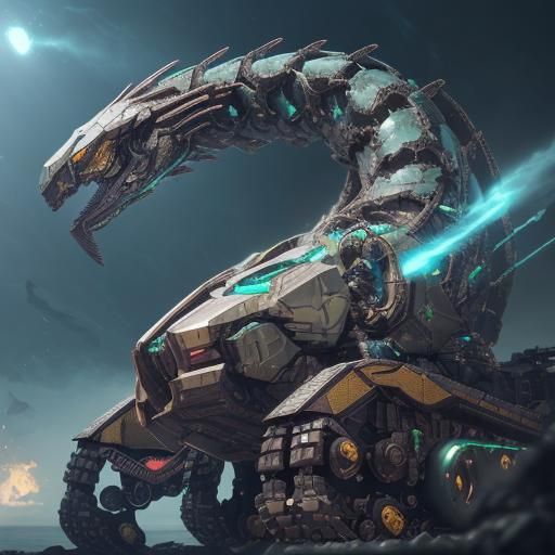 Futuristic Sea Serpent Mech in Sci-Fi Style