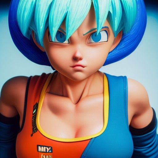 Hyperrealistic Cel-Shaded Bulma from Dragonball Z