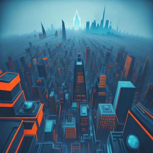 Expressionist Cityscape in Geometric Style