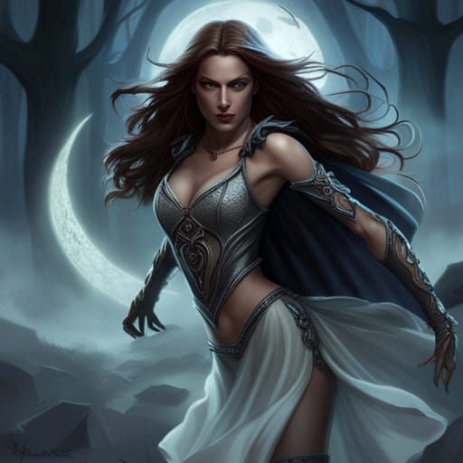 Werewolf Transformation of Woman in Dark Forest