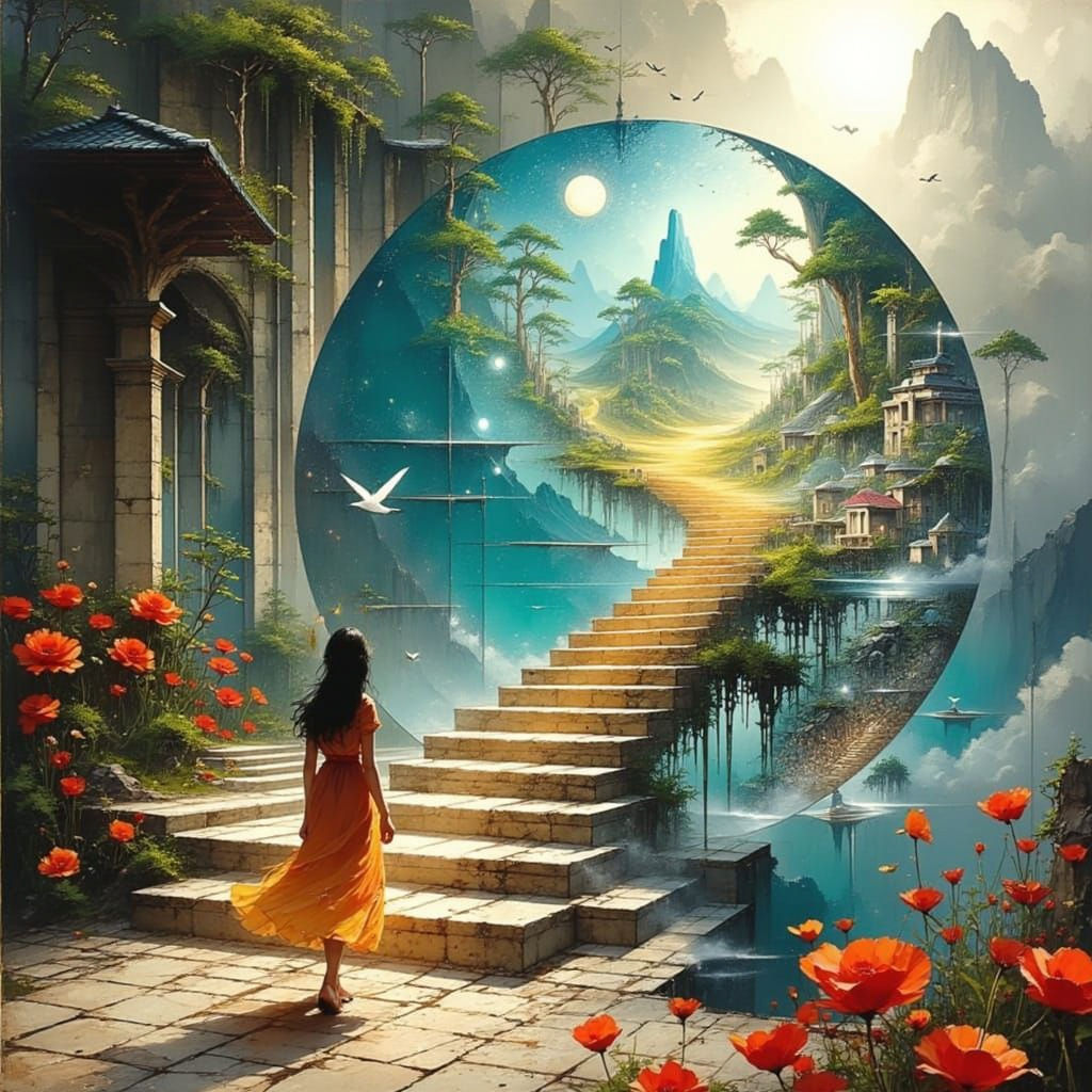 Cosmic Realm in Golden Glass Globe