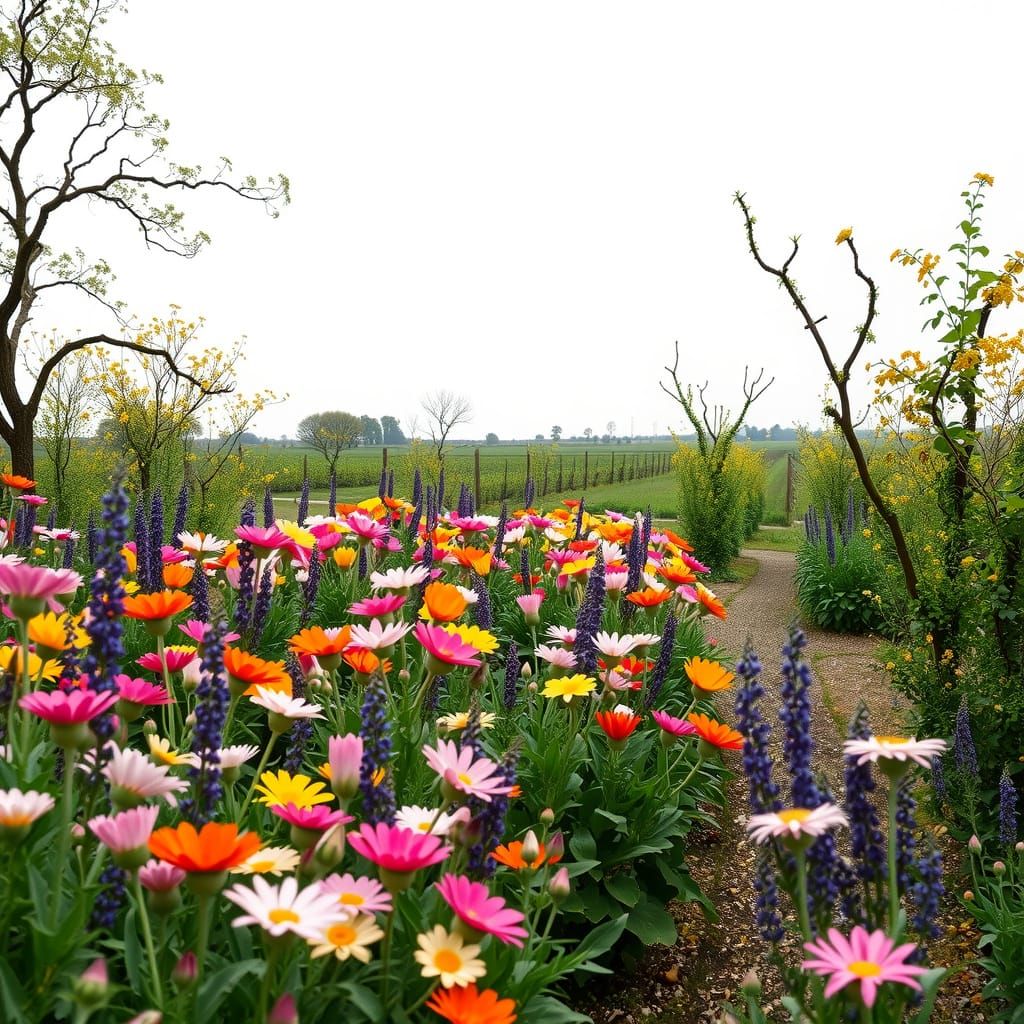 Surreal Garden Oasis Amidst War Torn Landscape in Whimsical ...